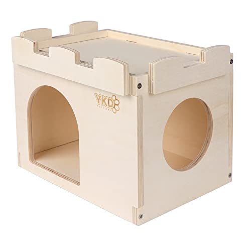 Ventilated Wooden Small Animal Hideout with Multiple Doors (Large) K835