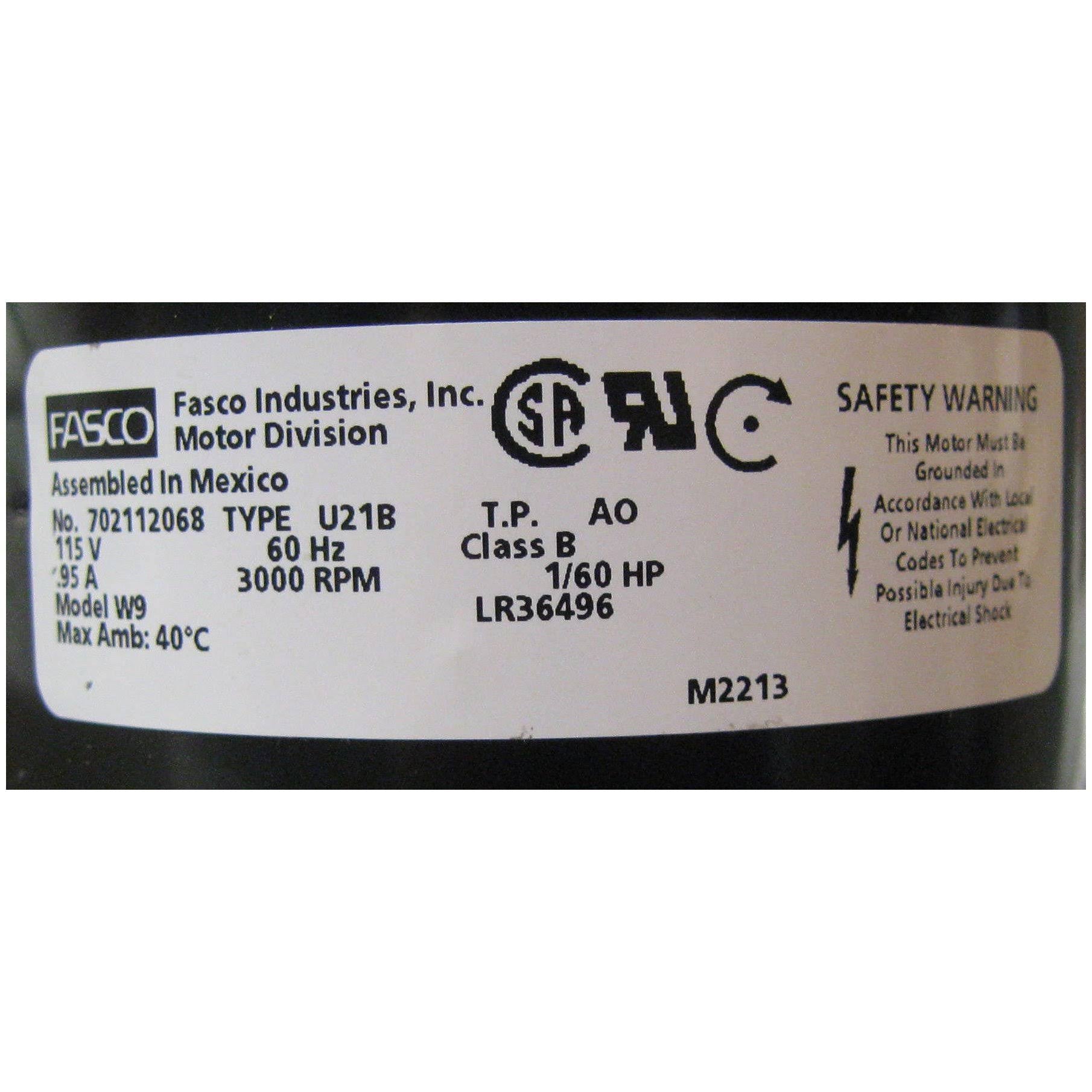 Water Heater Draft Inducer, 3000 RPM N38836
