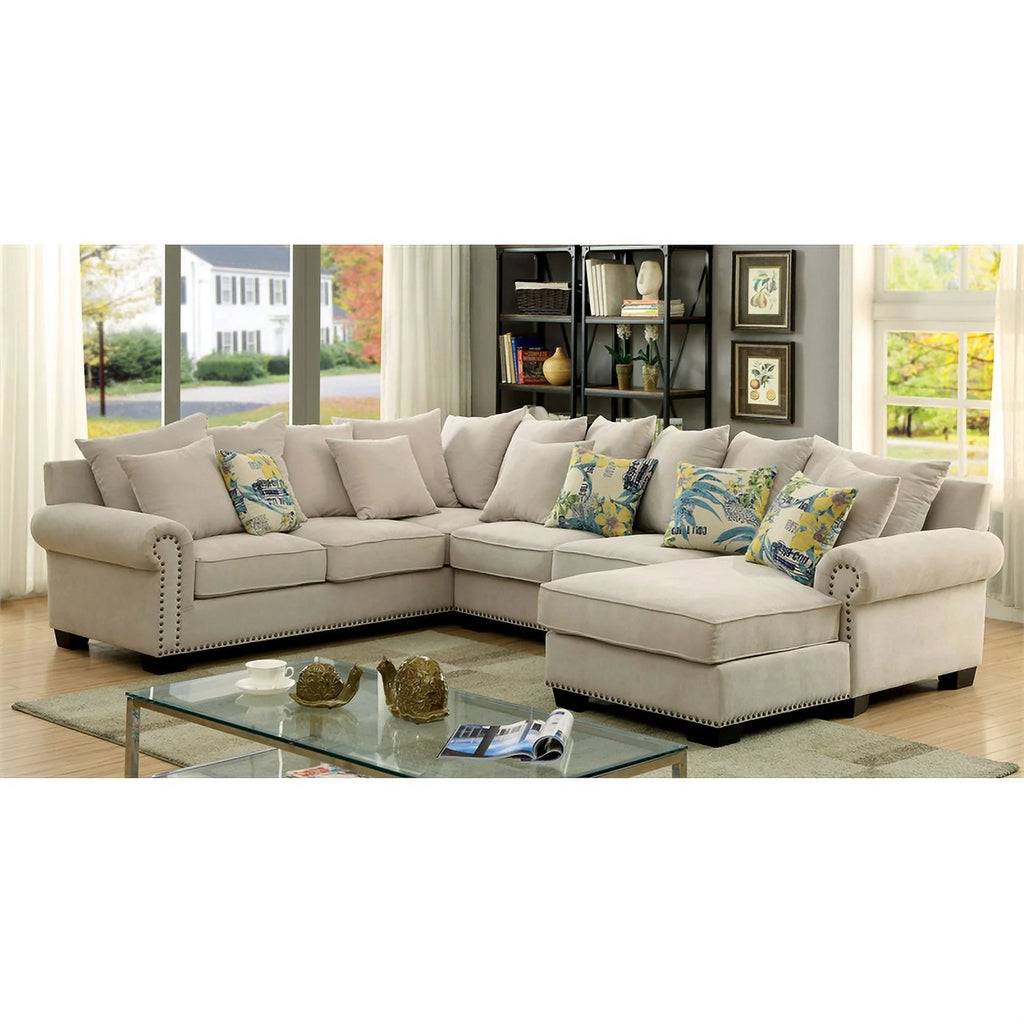 Beige Fabric Armless Accent Chair L923