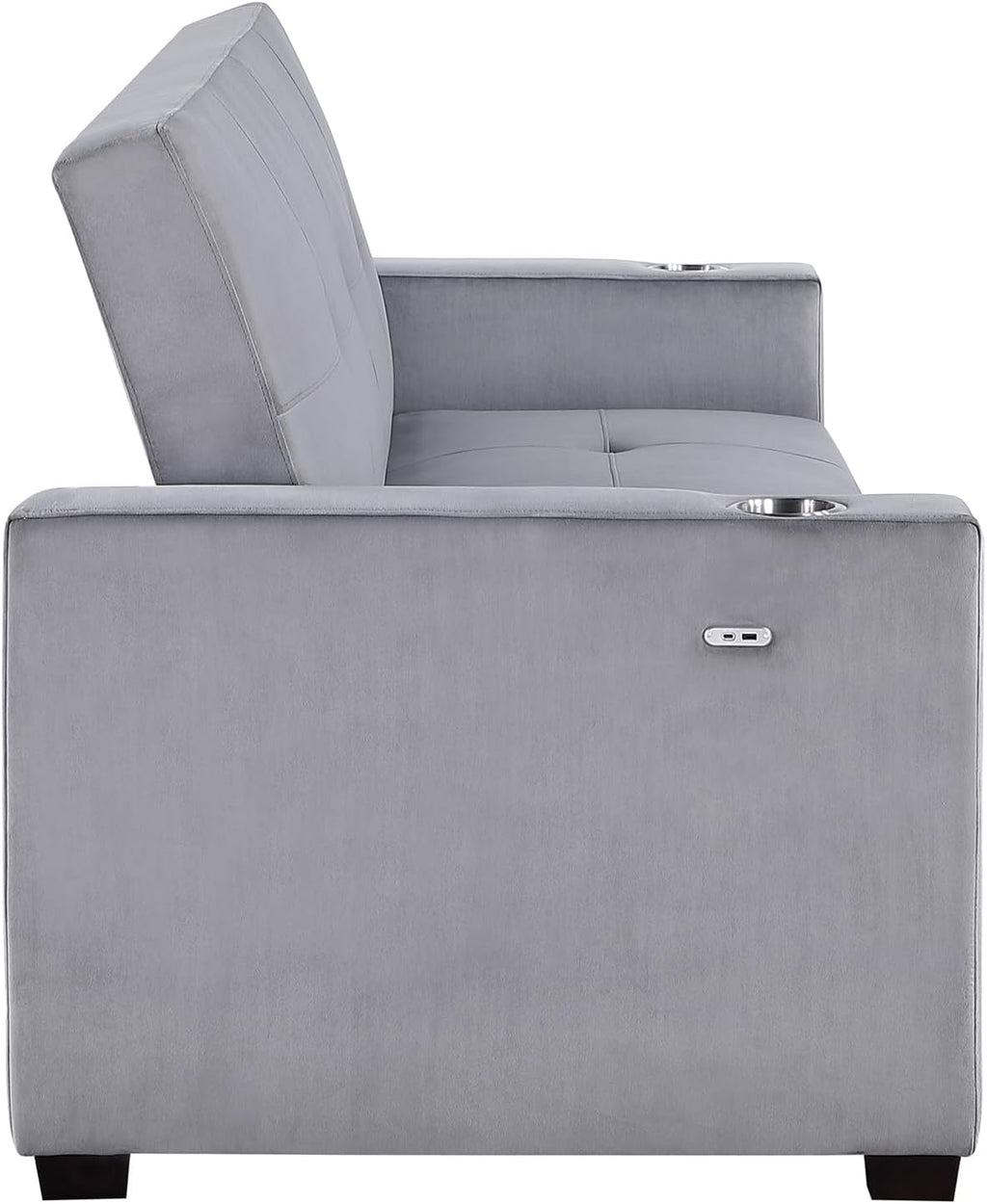 Grey Velvet Futon Sofa Bed with Storage Z5320