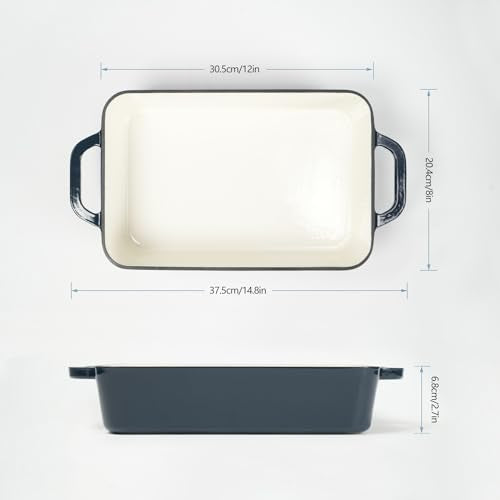 Red Enameled Cast Iron Rectangle Roasting Pan L44369