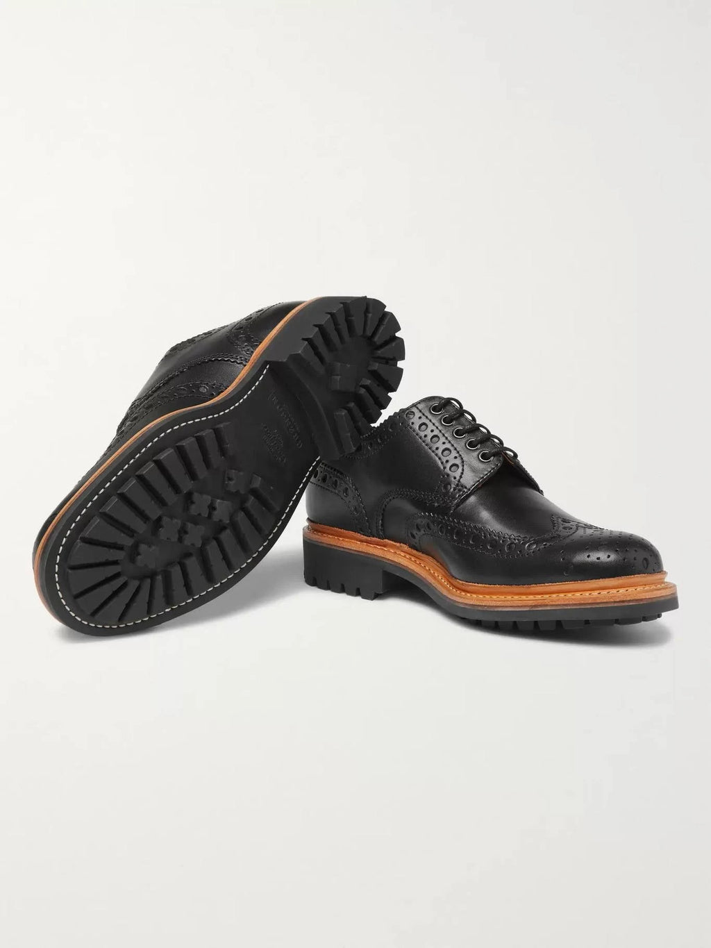 Black Leather Wingtip Brogues R17467
