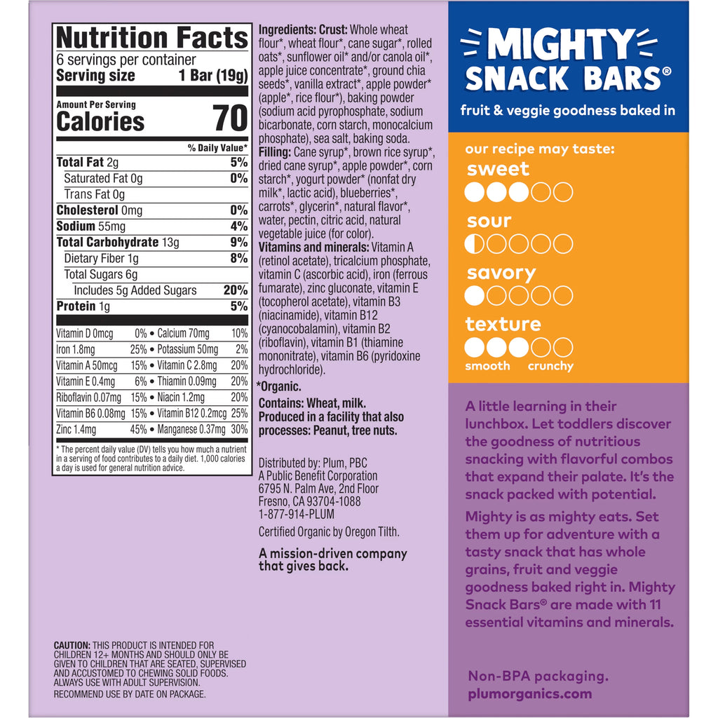 Blueberry 0.67 oz Snack Bars 6 Count 8 Pack O1291