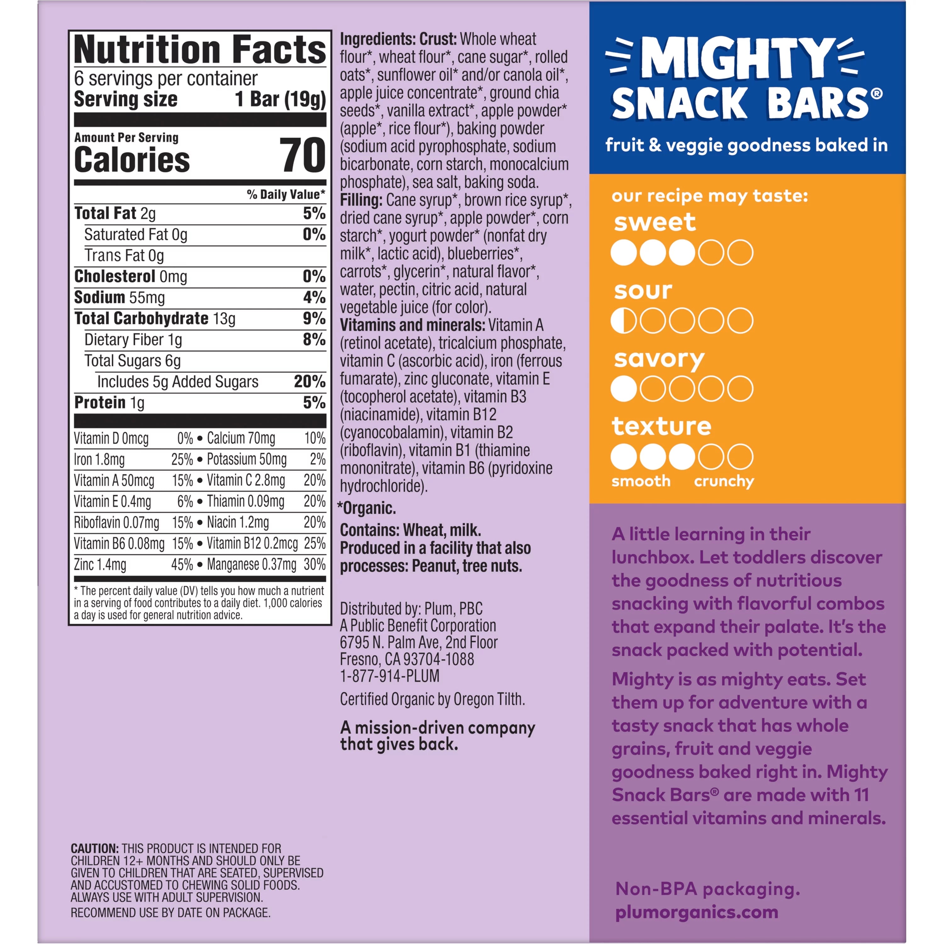 Blueberry 0.67 oz Snack Bars 6 Count 8 Pack O1291