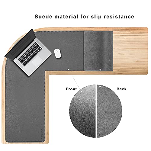 Grey 39.3x47.2x13 inches Corner Leather Desk Pad L646