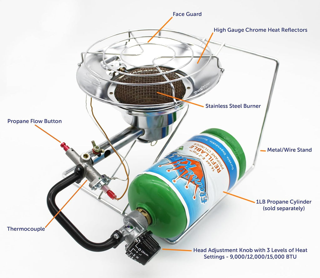Portable Propane Heater Cooker 15,000 BTU Silver Z8643