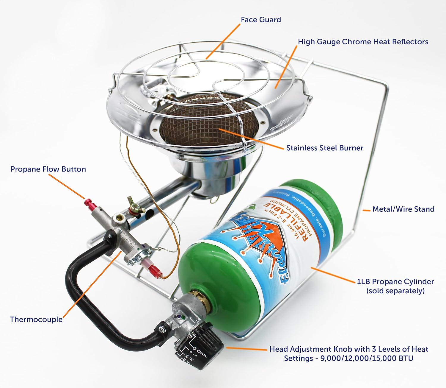Portable Propane Heater Cooker 15,000 BTU Silver Z8643