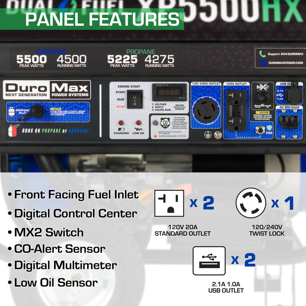 5,500/4,500-Watt Dual Fuel Gasoline/Propane Portable Generator X8569