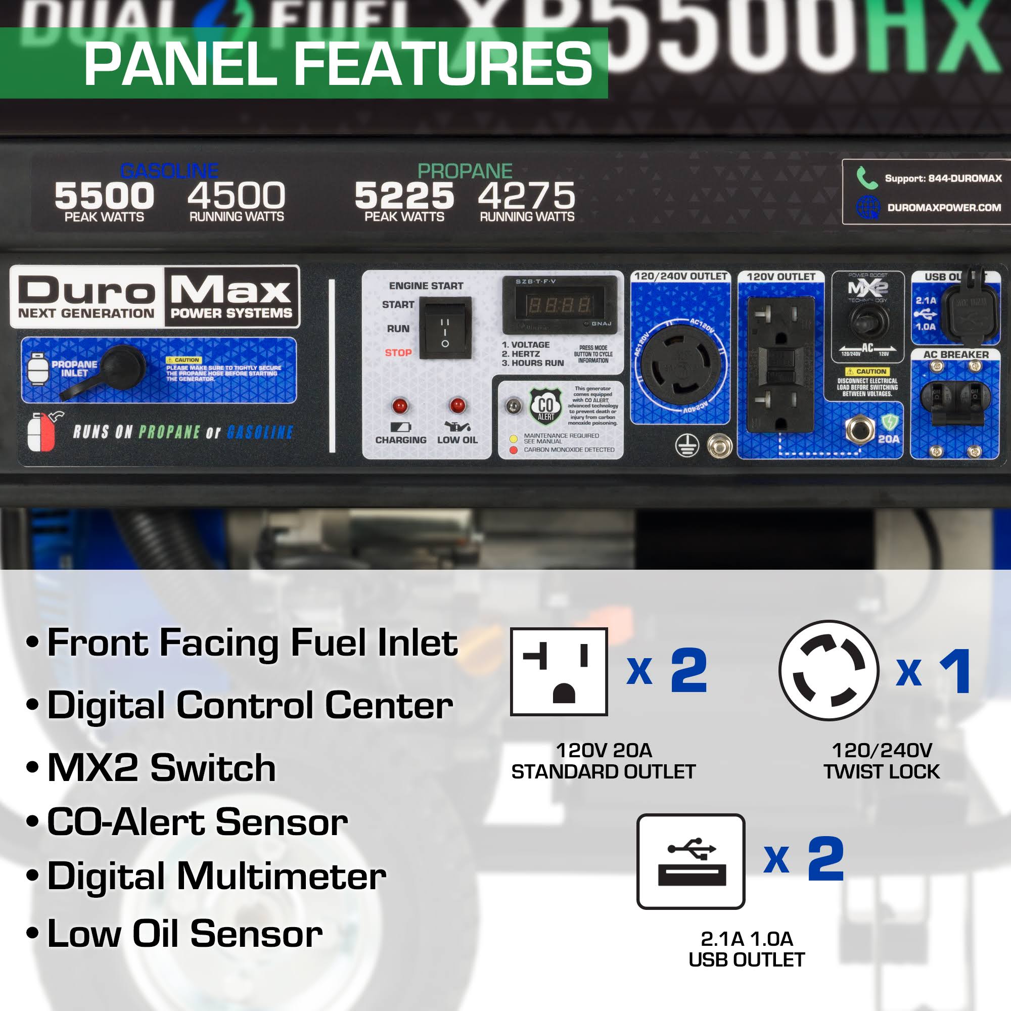 5,500/4,500-Watt Dual Fuel Gasoline/Propane Portable Generator X8569