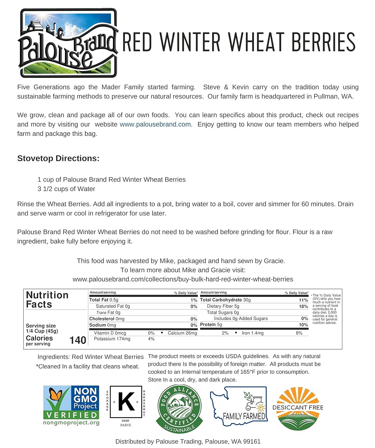 25 LBS Hard Red Winter Wheat Berries in Bucket E518