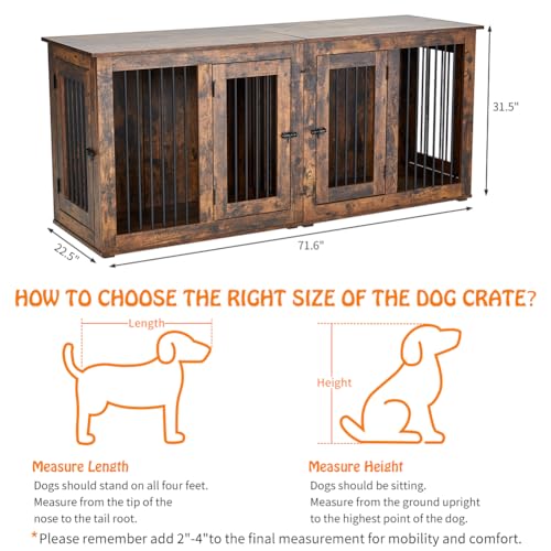 Wooden Double Dog Crate Kennel with Divider X332