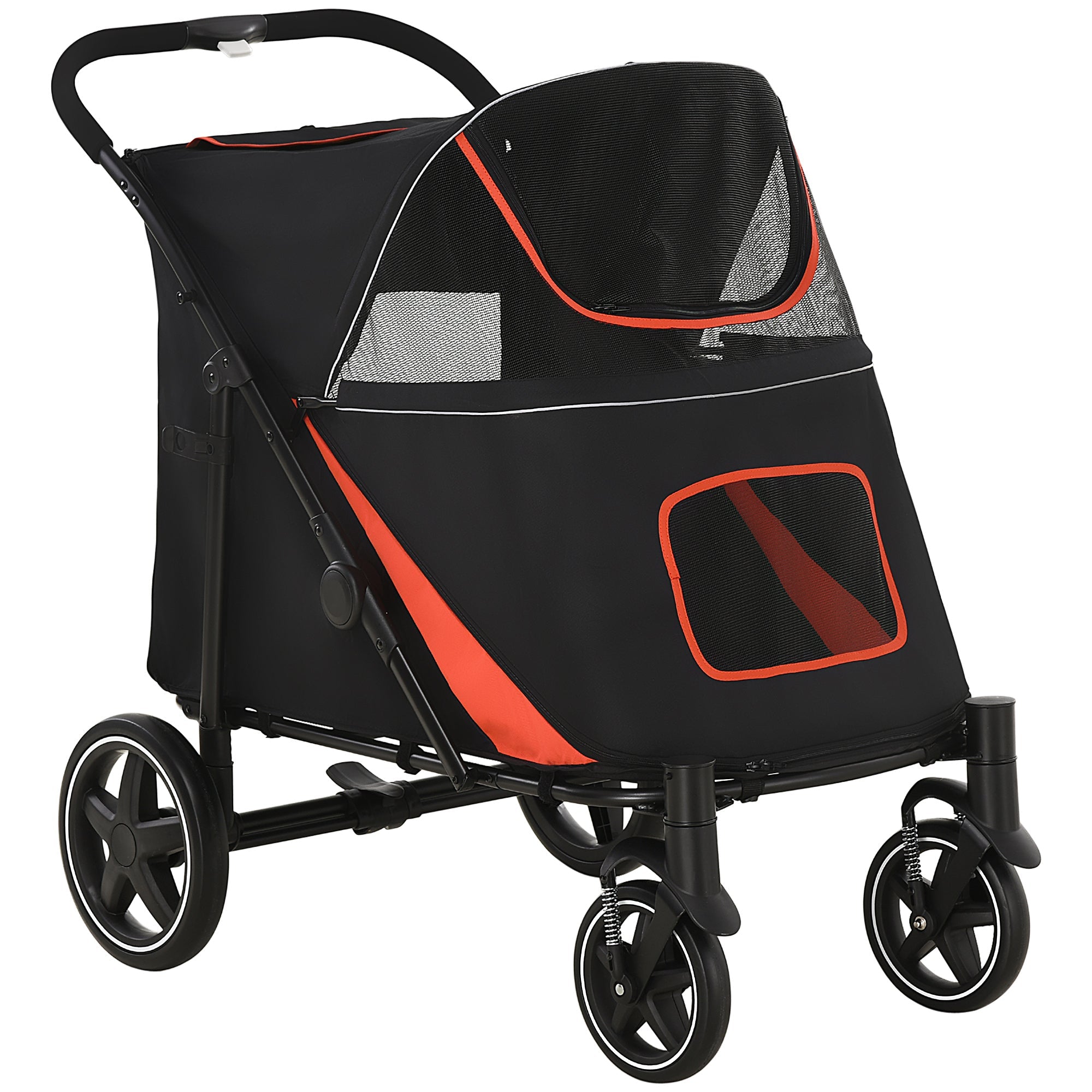 Gray Foldable Pet Stroller with 2 Safety Lashes R808268