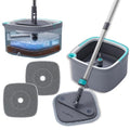 Square Spin Mop and Bucket with 2 Machine Washable Mop Pads E662