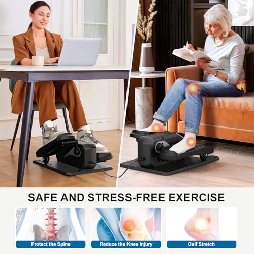Under Desk Elliptical Machine 5 Modes 12 Speeds Low Impact Mini Electric Leg Exerciser with Non-Slip Mat V351