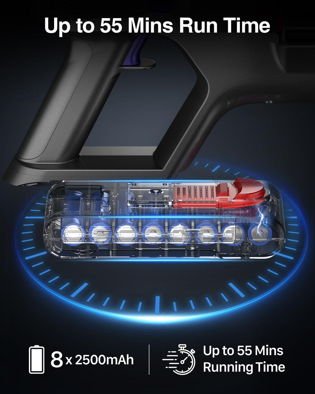 Cordless Stick Vacuum Cleaner with Touch Screen, Anti-tangle Brush R180353