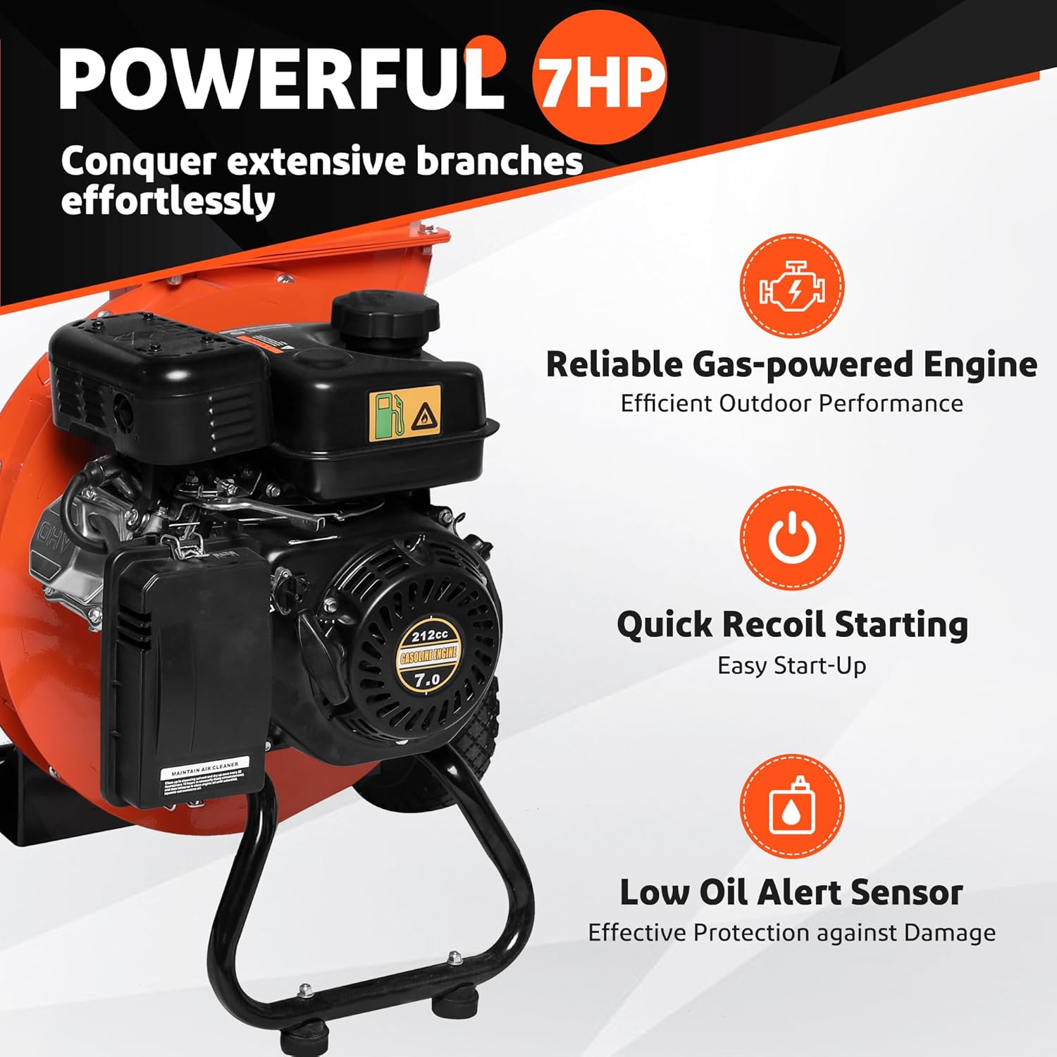 3-in-1 Wood Chipper Shredder Mulcher with Blade Replacements (2 Sets) N458