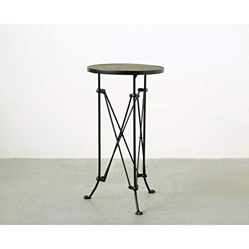 Round Metal Accent Table, 25", Black F2449