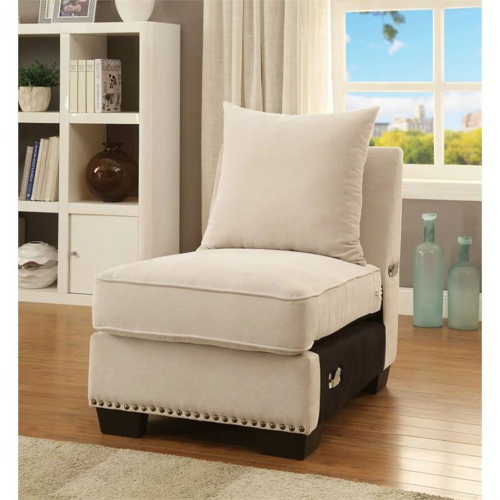 Beige Fabric Armless Accent Chair L923