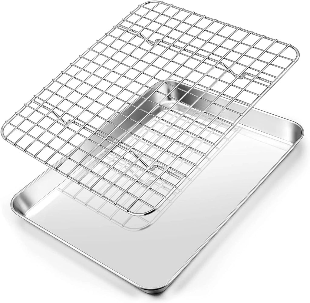 Stainless Steel Baking Sheet with Rack, 10x8x1 Inch M856289