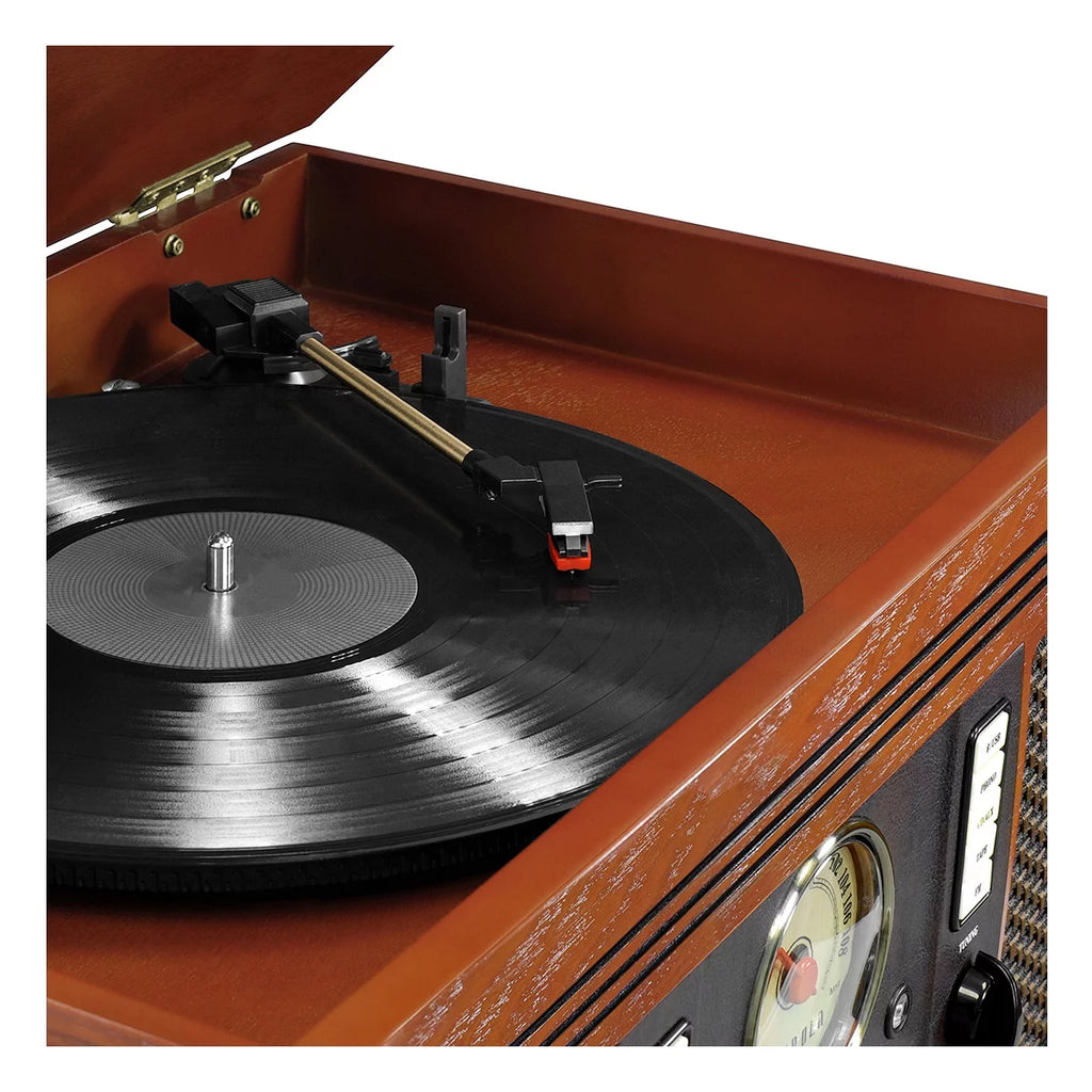 Mahogany Bluetooth Turntable with Built-in Stereo Speakers S860