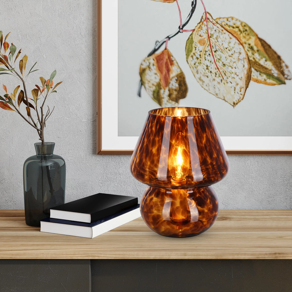 Brown Tortoise 8" Glass Mushroom Lamp X107587