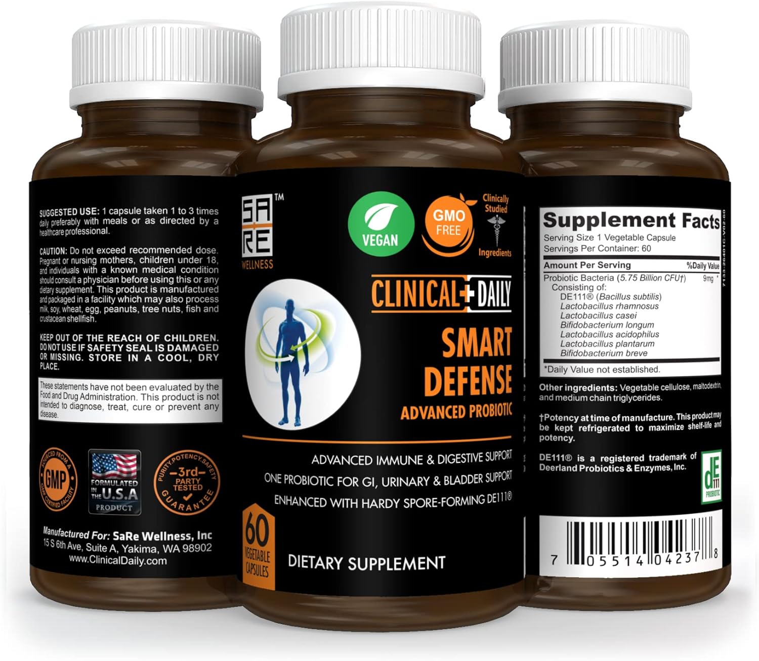 60 Vegan Capsules Bacillus Subtilis Spore Based Probiotics O119678