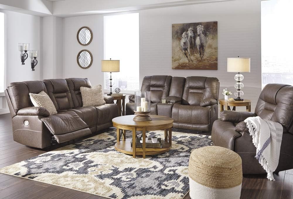Brown Leather Power Reclining Loveseat R63323