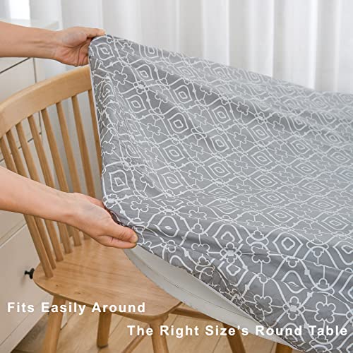 Round Vinyl Fitted Tablecloth with Elastic Edge for 40"-44" Round Table Y198