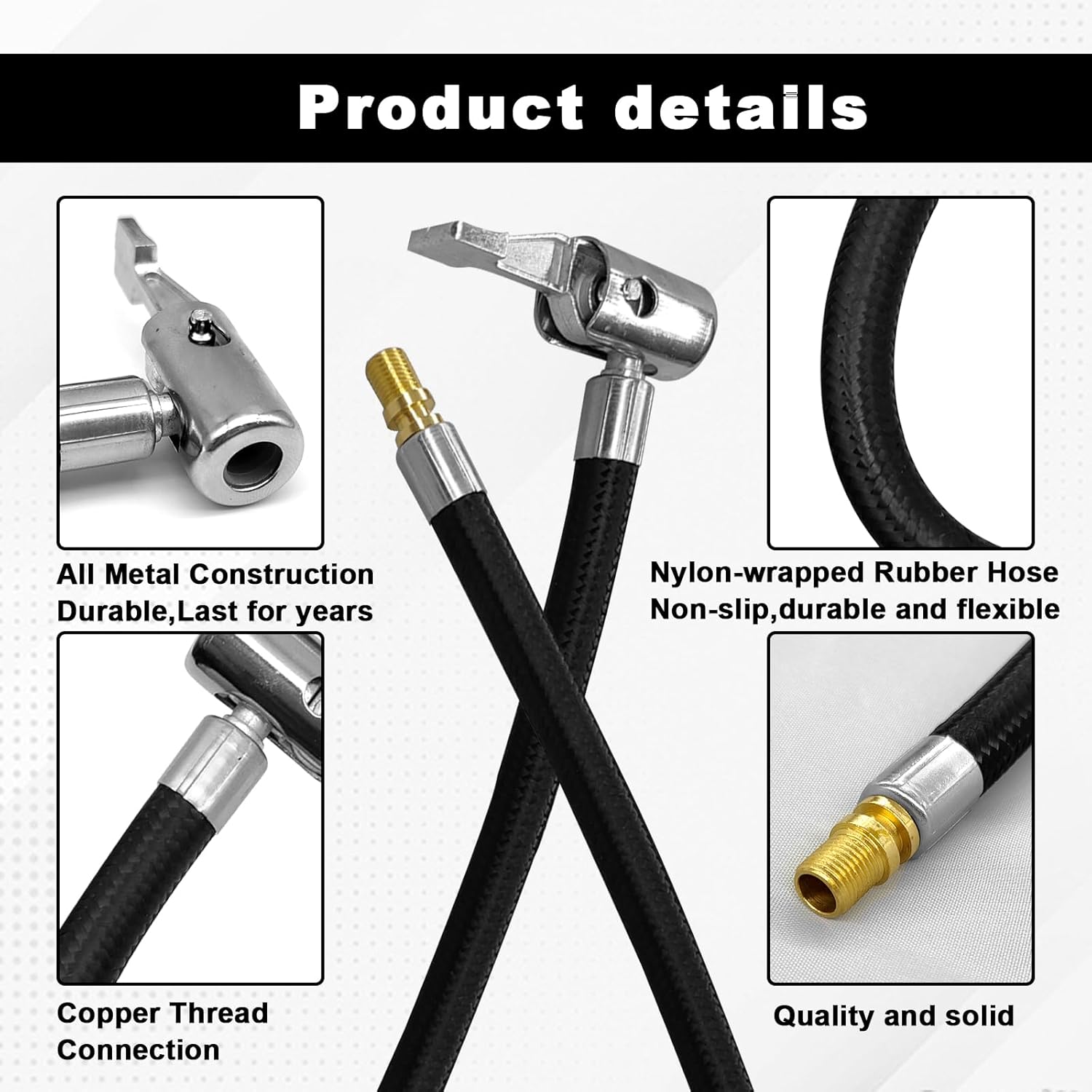 Rubber Tire Inflator Hose Adapter (9.2inch) Q1125