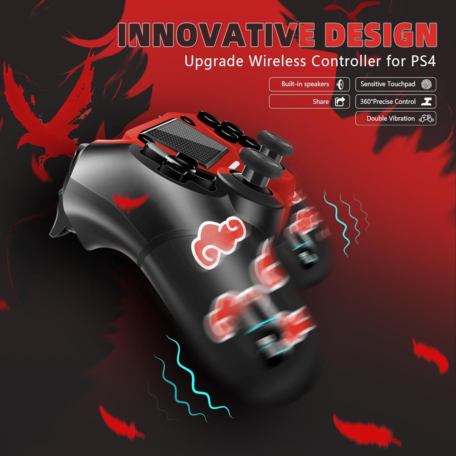 Red Cloudy Wireless Controller for PS4 N481