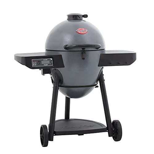 Kamado Charcoal Grill and Smoker with Cast Iron Grates and Locking Lid in Graphite A56345