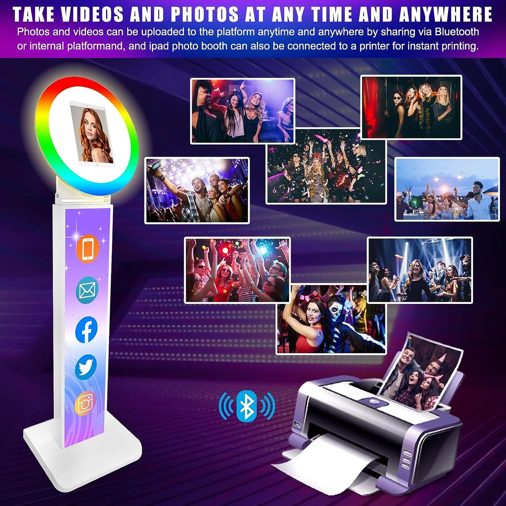 iPad Photo Booth Machine with Portable Tote Bag, RGB Ring Light, Remote Control X89048
