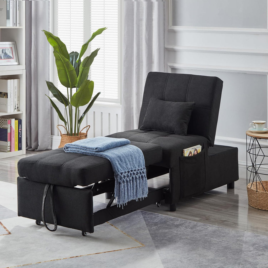 Sleeper Chair Bed Convertible Sofa Bed Ottoman Chaise Lounge V7161