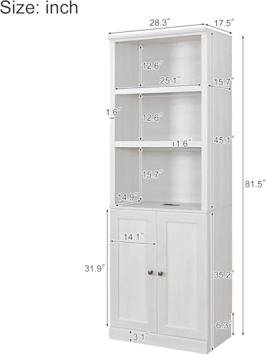 Queen Size White Wood Murphy Bed with Storage Bookcase Shelves T158053