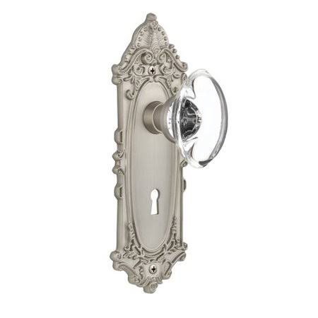 Oval Clear Crystal Glass Double Dummy Door Knob with Satin Nickel Z867