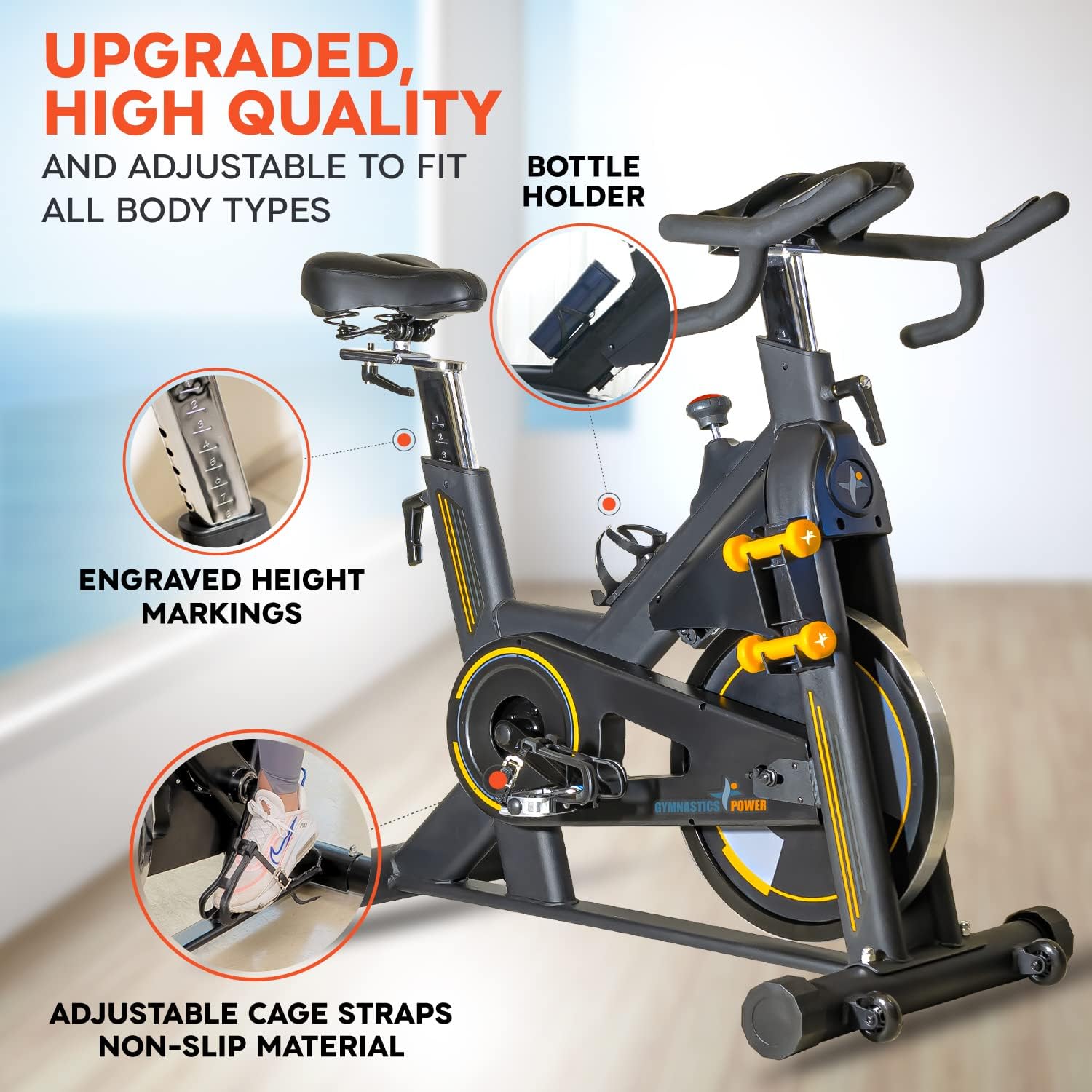 Heavy-Duty 115 LB Magnetic Resistance Exercise Bike with 2X1 lb Dumbbells I10539