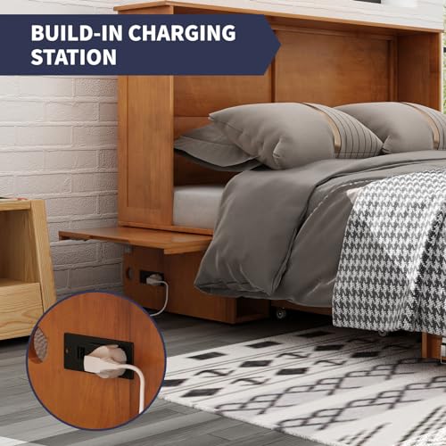 Gray Queen Size Murphy Bed with Storage Drawer Y9330