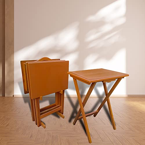 Set of 4 Solid Wood Folding TV Tray Table C9474