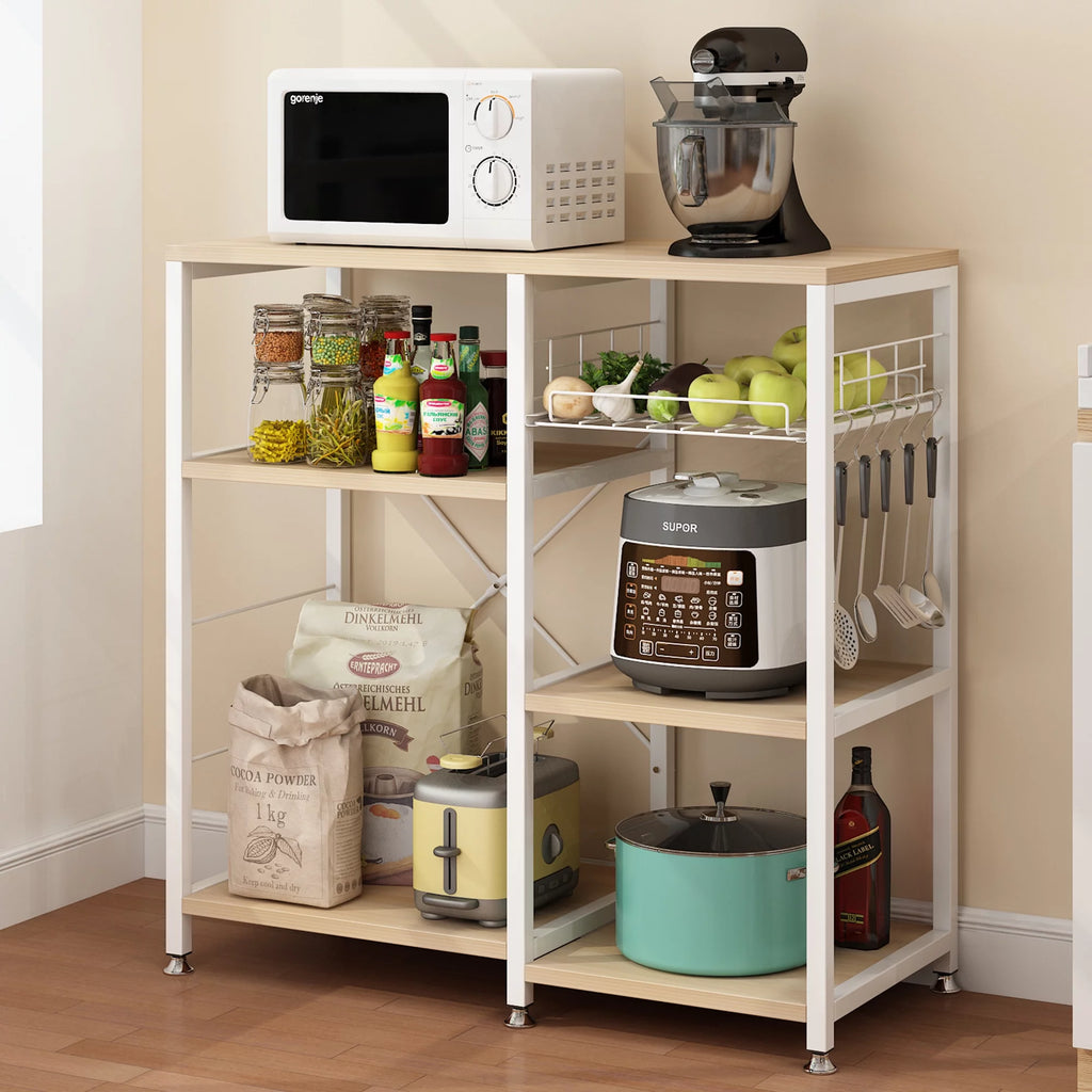 White Oak Bakers Rack with Basket M238