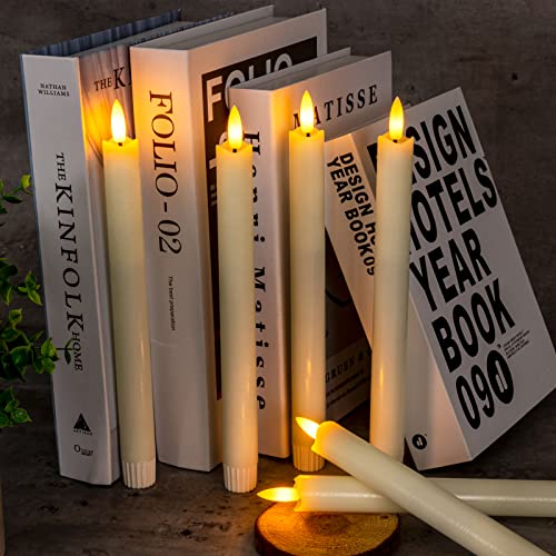 6 Pcs Flameless White LED Taper Candles with Remote Timer X448934