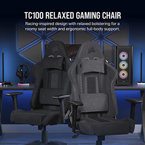 Gray and Black Fabric Gaming Chair with Lumbar Pillow and Neck Pillow T121