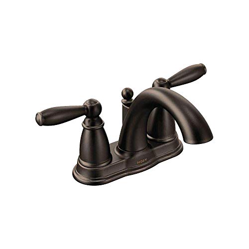 Oil Rubbed Bronze Two-Handle Low Arc Centerset Bathroom Faucet with Drain Assembly J79167