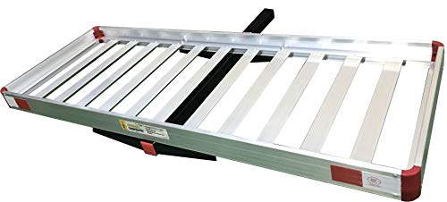 500-lb Capacity 50 inch x 22 inch Folding Aluminum Cargo Carrier Rack Basket with High Side Rails I72759