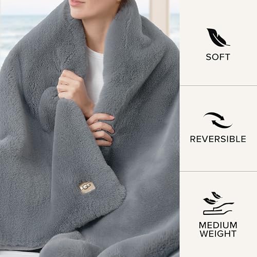 Charcoal Dark Grey 50-inch x 70-inch Faux Fur Throw Blanket A155215