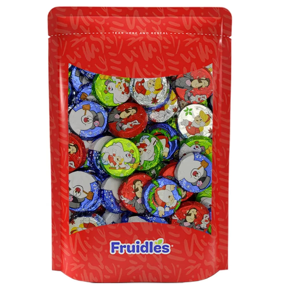 Christmas Milk Chocolate Snowman Themed Discs, Double Crisps, Individually Wrapped Foils (1 Pound) V536083
