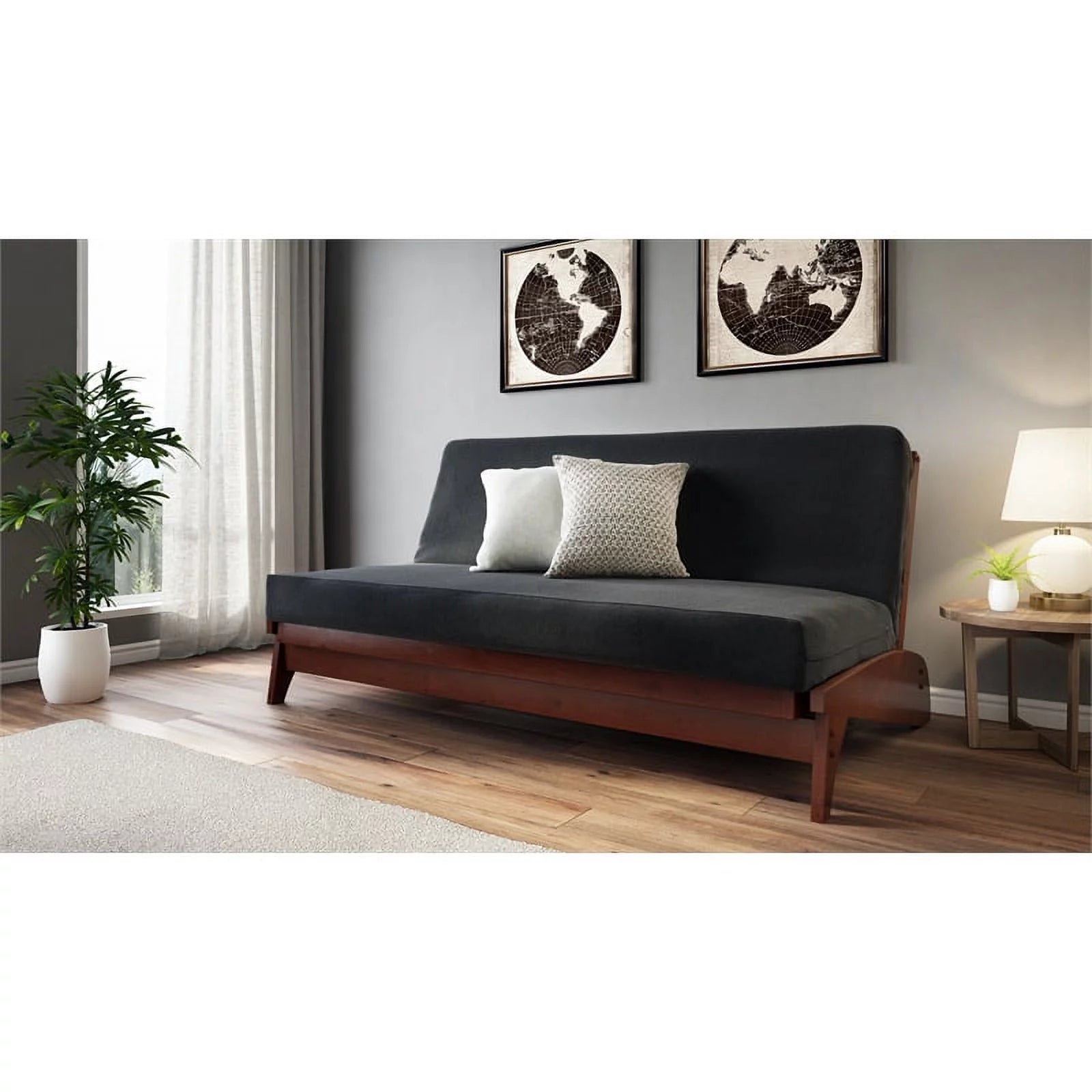 Full Size Dark Cherry Wood Futon Frame O590