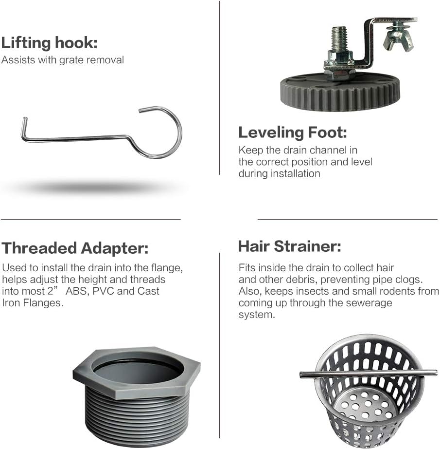 Brushed 304 Stainless Steel Rectangle Linear Shower Drain with Hair Strainer P332