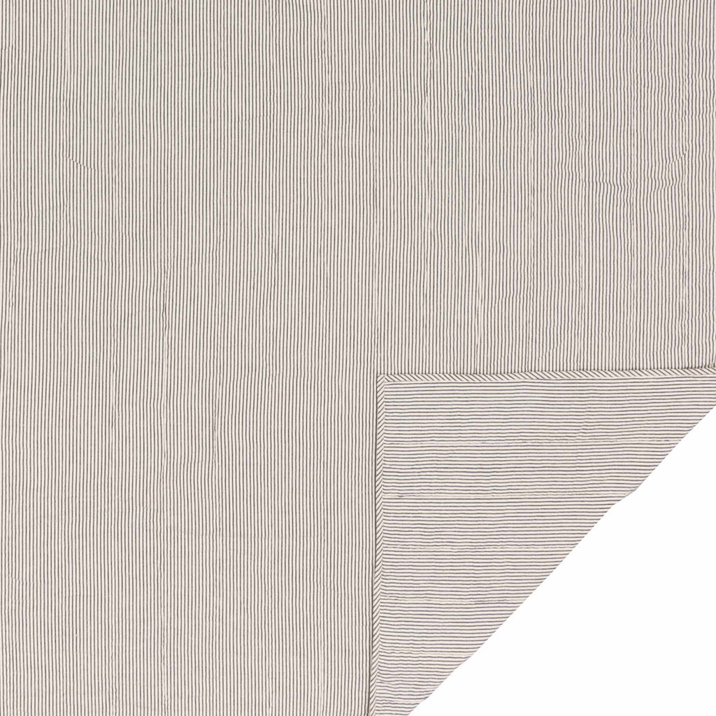 Blue Ticking Stripe Queen Quilt Coverlet U8085