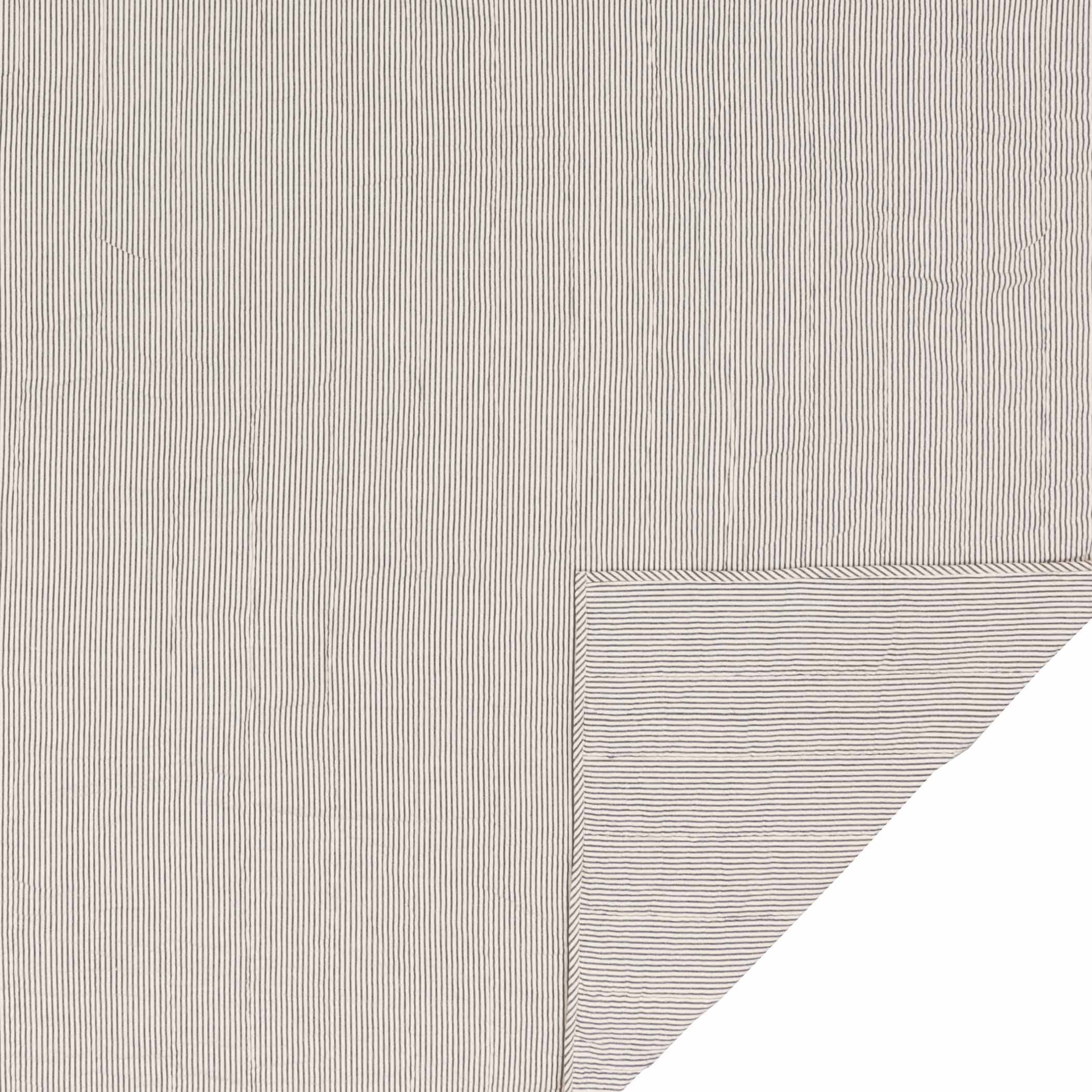 Blue Ticking Stripe Queen Quilt Coverlet U8085