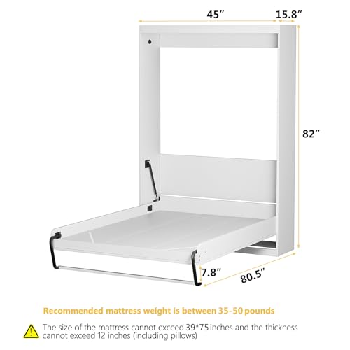 White Twin Size Murphy Wall Bed W88900